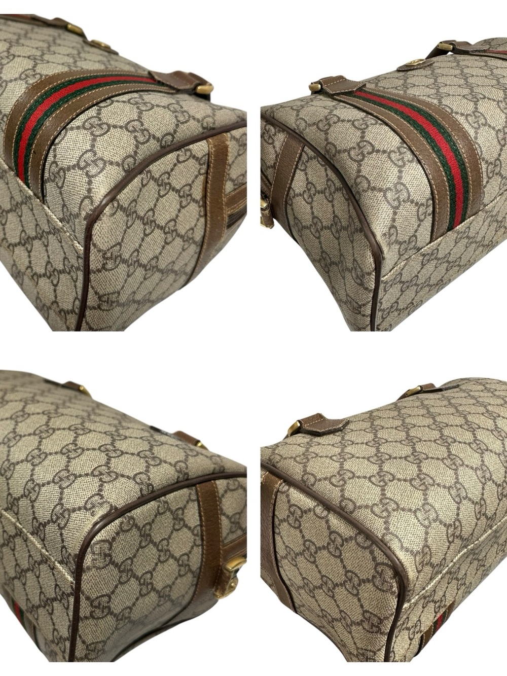 Gucci GG Supreme Web Canvas & Leather Sherry Stripe Boston Two Way Bag - Picture 5 of 16